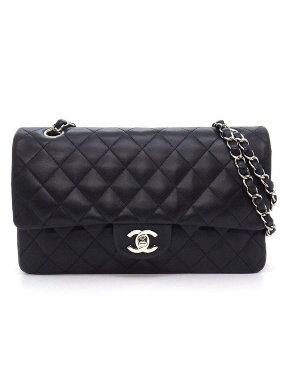 Chanel Shoulder Bag 11.12 Classic Quilted 25 Black Bordeaux Lambskin